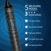 Mitimi D36 Sonic Electric Toothbrush for Adults and Kids, with 2 Brush Heads, Wireless Fast Charge, 5 Modes and 3 Intensities, 2 Minutes Built in Smart Timer, Black